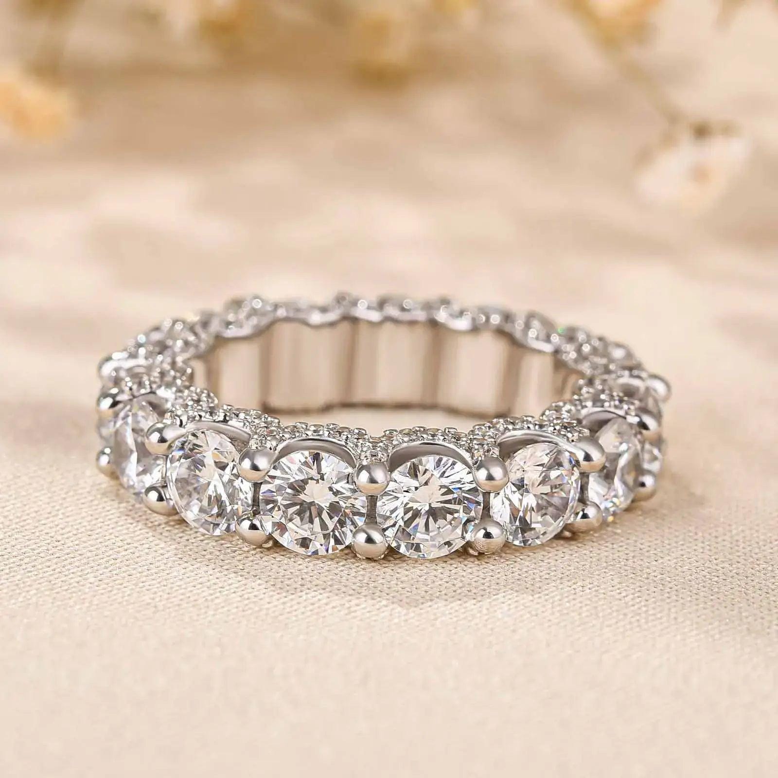 U Prong Micro Pave Round Diamond Full Eternity Wedding Band, 4.50 MM Round Lab Grown Diamond Band, Anniversary Gift for Her, Stackable Band
