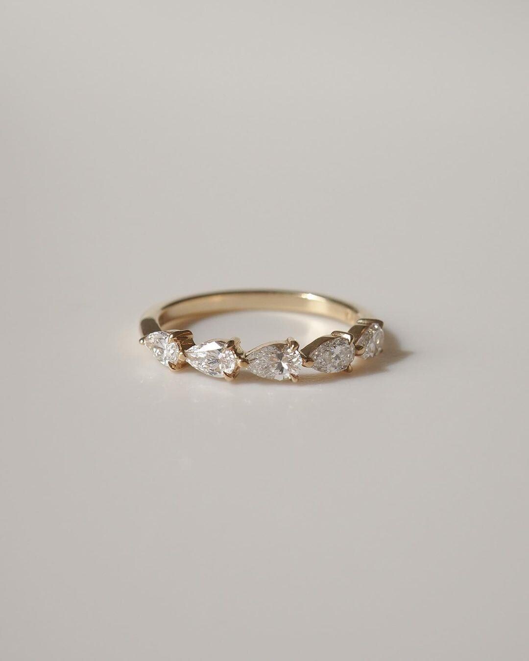 Pear Lab Grown Diamond Eternity Band: East to West Wedding Ring
