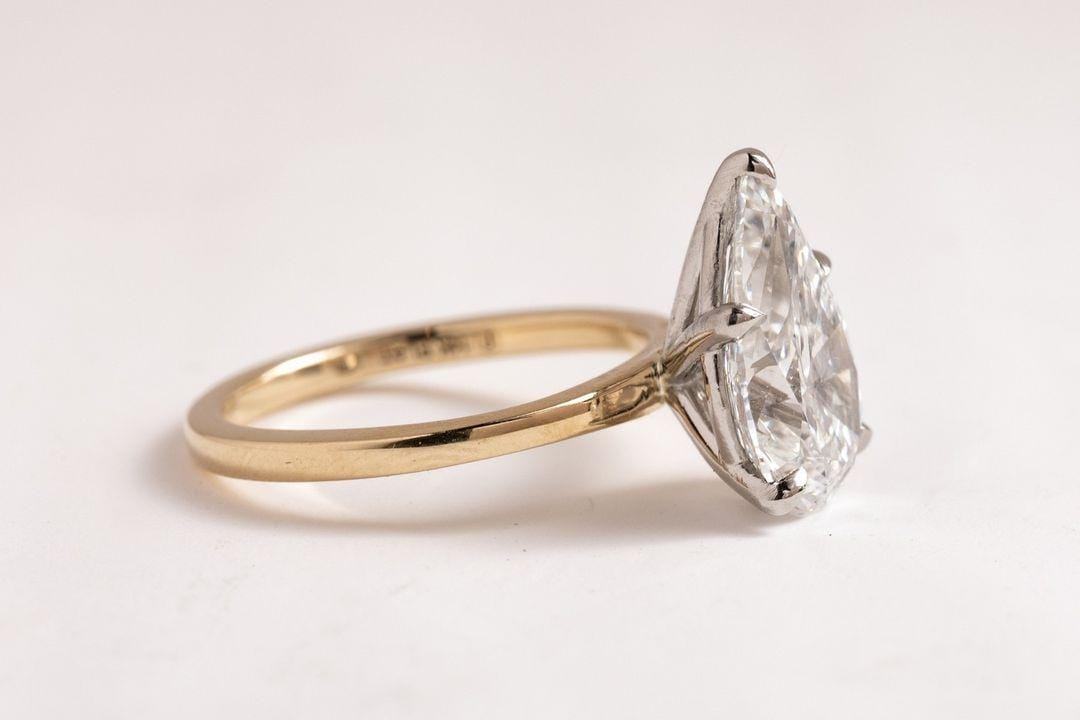 Pear Lab Grown Diamond Solitaire Ring: F/VS Engagement Ring