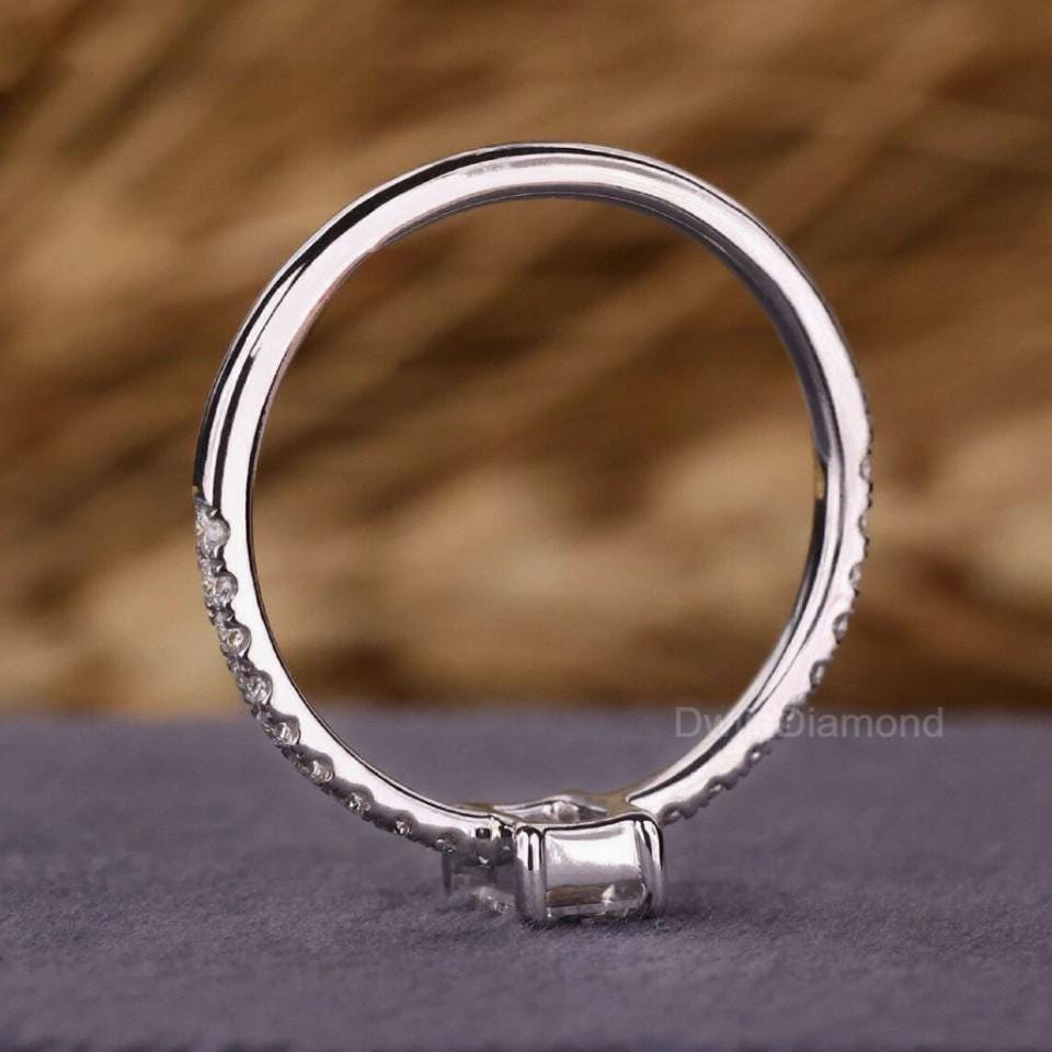 Emerald Cut Lab Grown Diamond Engagement Ring: Solid Gold Solitaire
