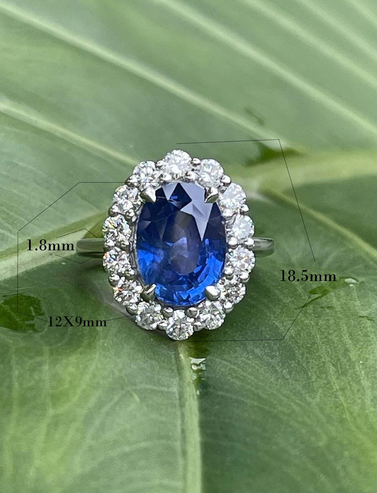 Oval Sapphire Engagement Ring: Halo Moissanite, 14K Gold Bridal Ring