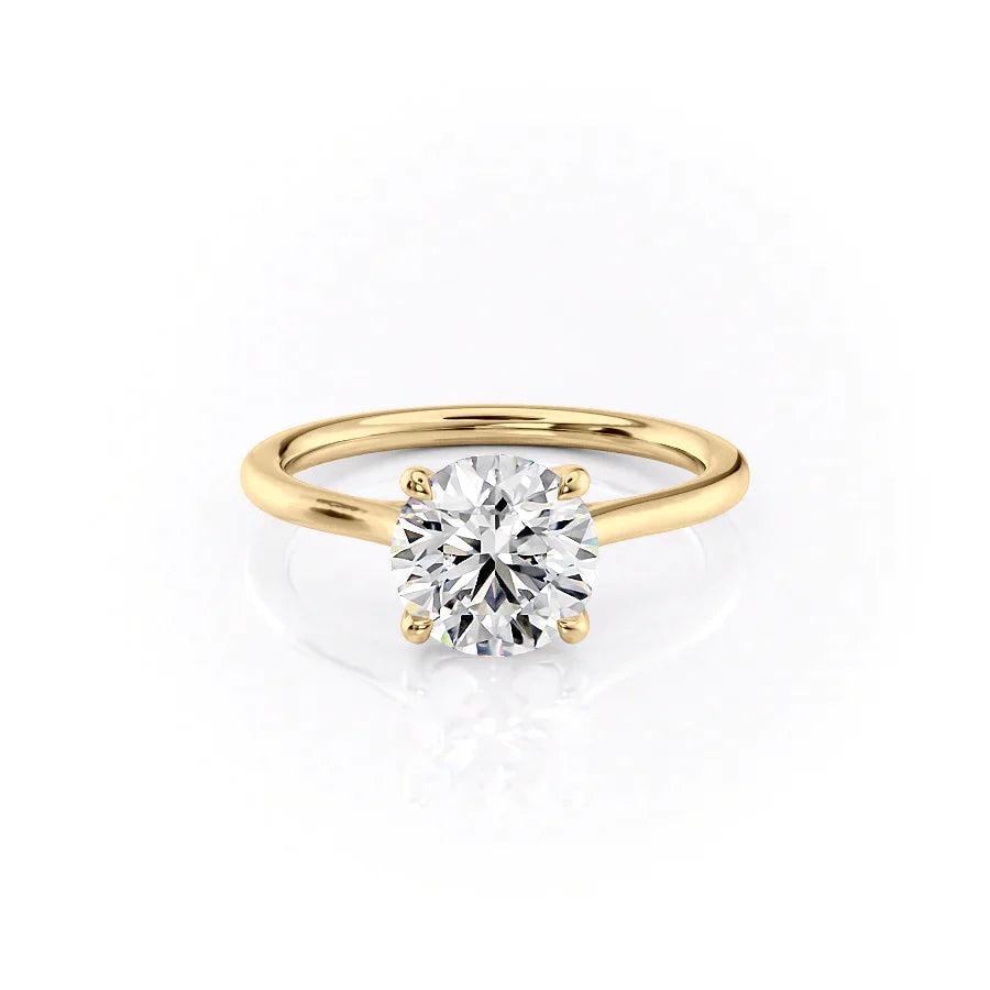 3 Carat Round Lab Diamond Solitaire Engagement Ring, 14k Gold