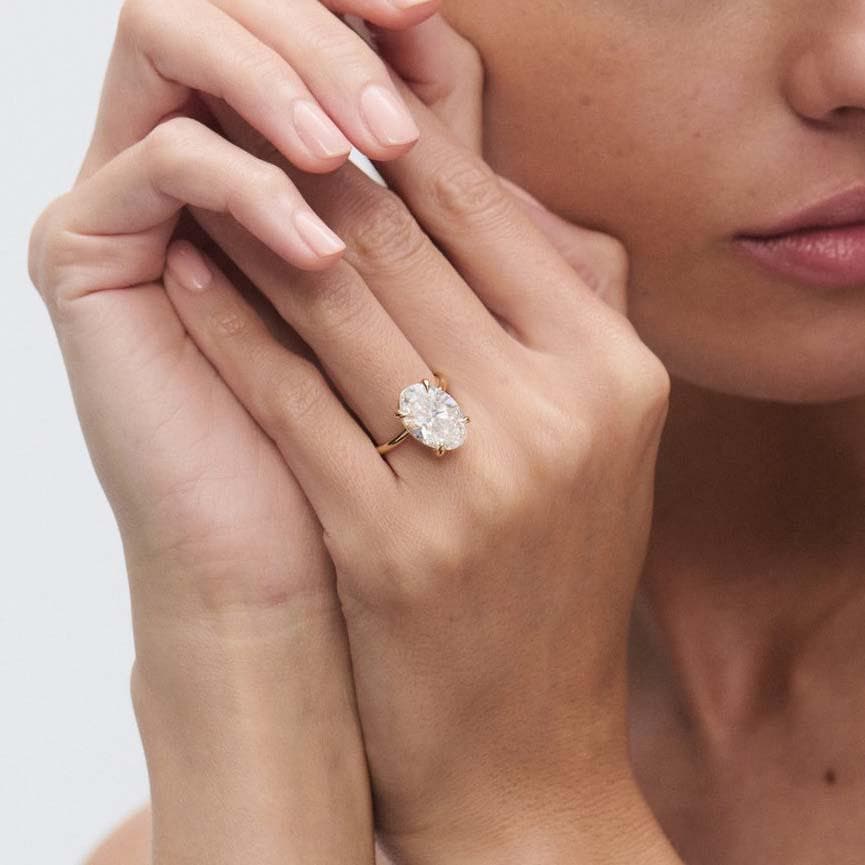 Oval Lab Grown Diamond Solitaire Ring: 14K Gold Wedding Engagement