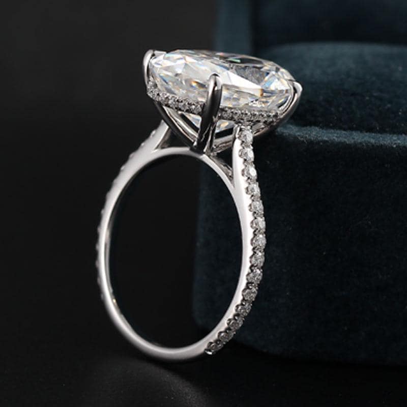 Oval Moissanite Engagement Ring: 3.0 CT, Hidden Halo, Cathedral Setting