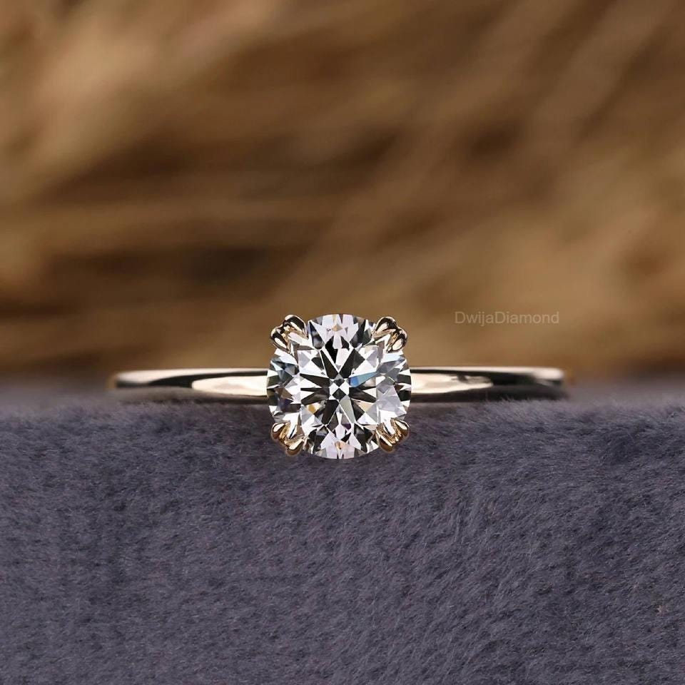 Lab Grown Diamond Solitaire Ring - 14k Gold Minimalist Engagement Ring