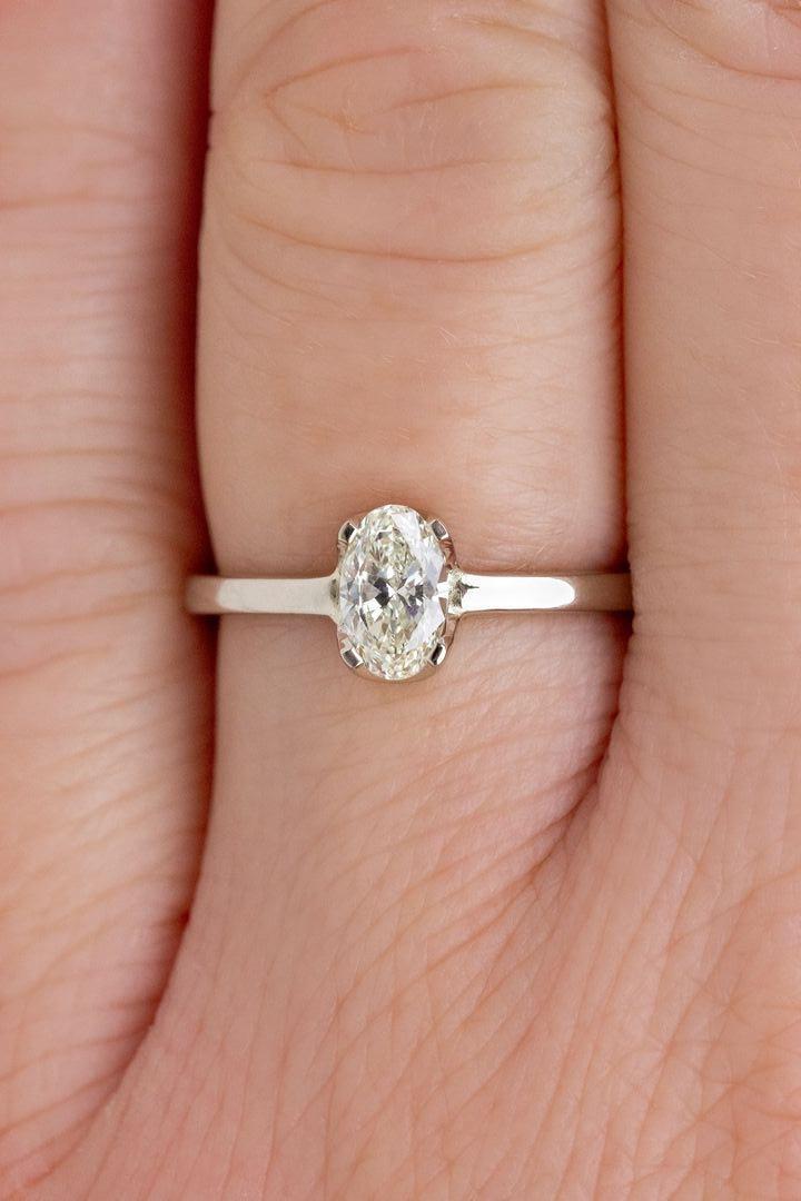 Oval Lab Grown Diamond Engagement Ring: Solid Gold Solitaire