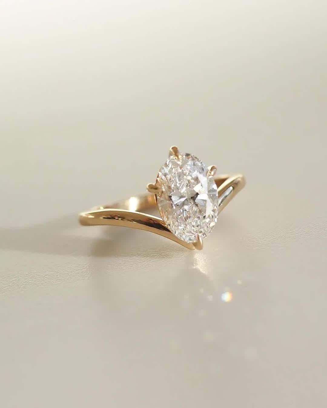 Oval Lab Grown Diamond Engagement Ring: Solitaire Wedding Ring, Solid Gold