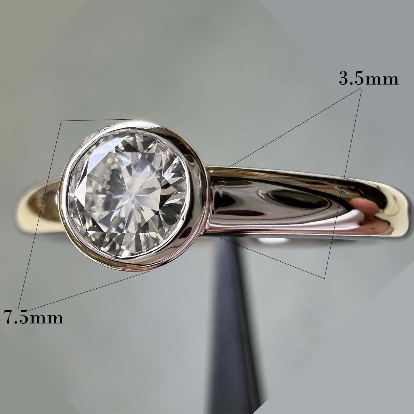 Lab Grown Diamond Solitaire Engagement Ring: 14K Gold Bezel Set