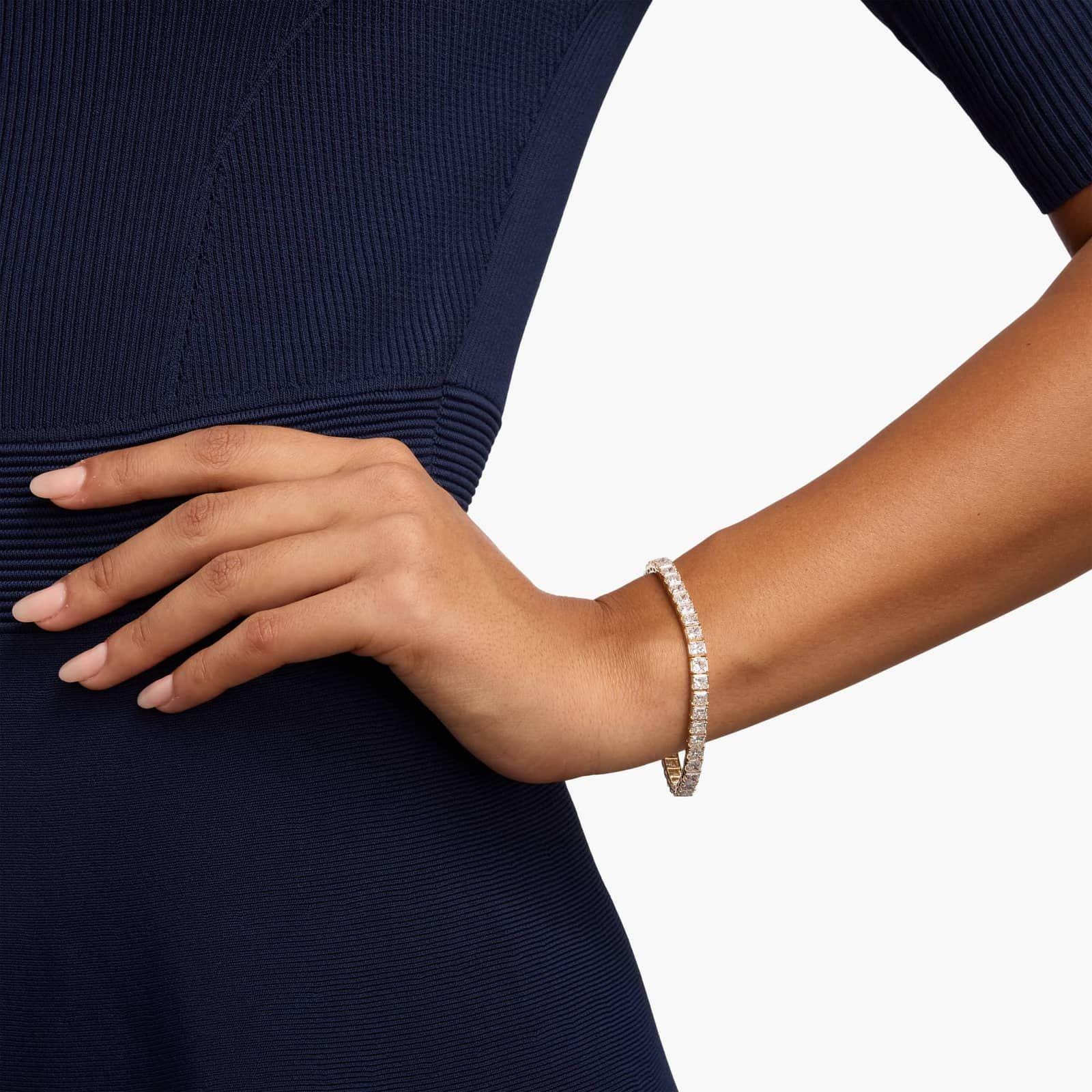 Princess Cut Lab Grown Diamond Tennis Bracelet: 14K Solid Gold Wedding Jewelry