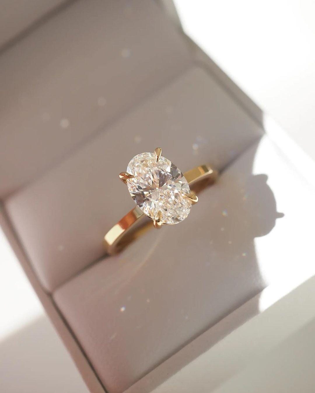 Oval Lab Grown Diamond Engagement Ring: Yellow Gold Solitaire, IGI Certified