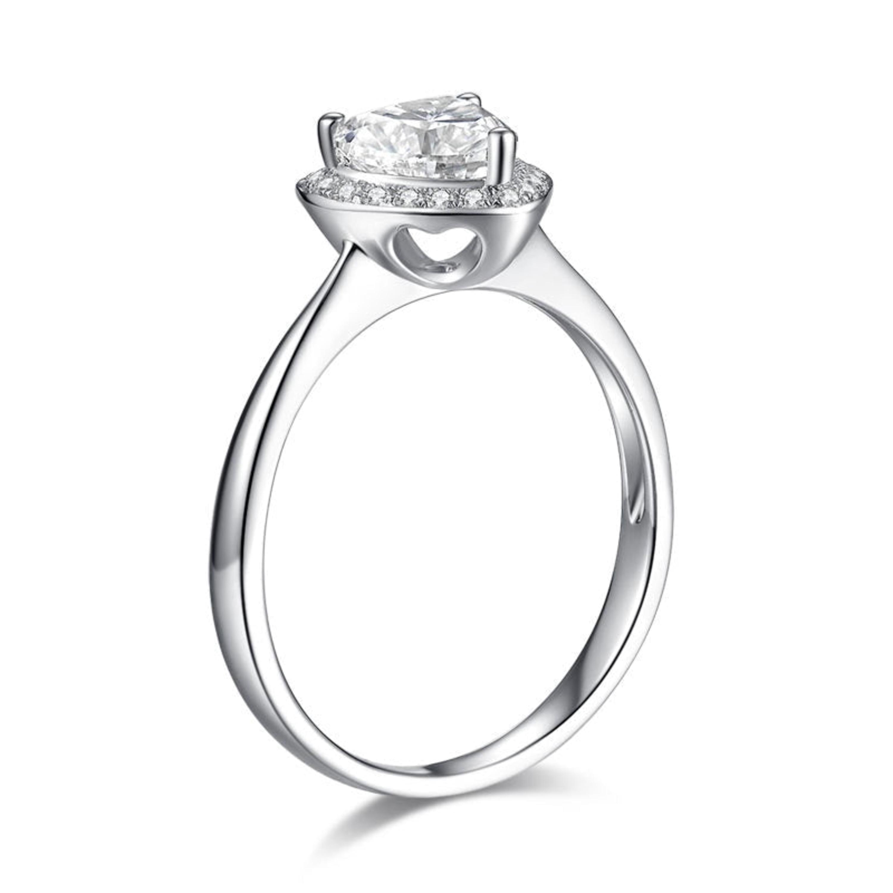 1 CT Heart Lab Grown Diamond Engagement Ring: Halo Pave Band