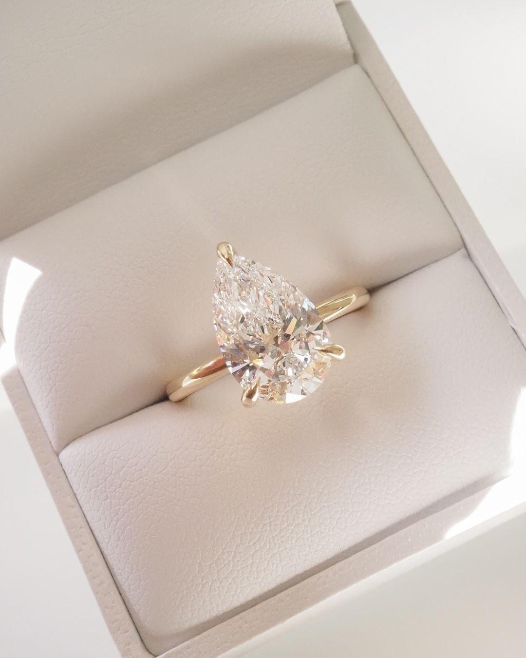 Pear Shaped Diamond Ring, Solitaire Engagement Ring, 0.50 to 3.00 CT Lab Grown Diamond Ring, F/VS Diamond Ring, Tear Drop, Anniversary Gift