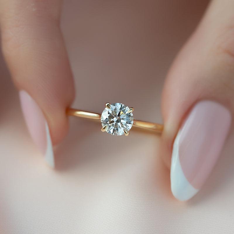 3 Carat Round Lab Diamond Solitaire Engagement Ring, 14k Gold