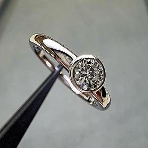 Lab Grown Diamond Solitaire Engagement Ring: 14K Gold Bezel Set - Image 6