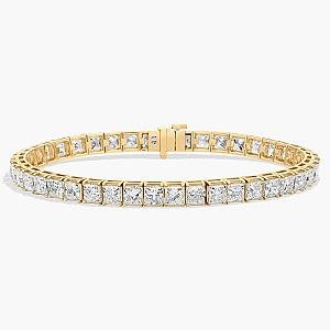 Princess Cut Lab Grown Diamond Tennis Bracelet: 14K Solid Gold Wedding Jewelry