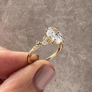 Oval Lab Grown Diamond Engagement Ring: Solitaire Wedding Ring, Solid Gold - Image 10