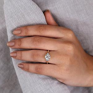 Oval Lab Diamond Engagement Ring: Art Deco Wedding Ring, Solid Gold - Image 5