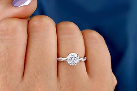 Moissanite Engagement Ring: 1.0 CT Round Cut, Twisted Vine Band - Image 6