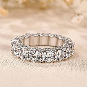 U Prong Micro Pave Round Diamond Full Eternity Wedding Band, 4.50 MM Round Lab Grown Diamond Band, Anniversary Gift for Her, Stackable Band
