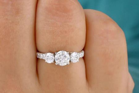 1 CT Round Moissanite Engagement Ring: 14K White Gold Pave Anniversary Ring