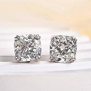 Cushion Cut Lab Grown Diamond Stud Earrings: Minimalist Gold Solitaire - Image 3