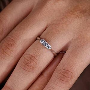 Lab Grown Diamond Trilogy Ring: 14k Gold Anniversary Promise Ring - Image 4