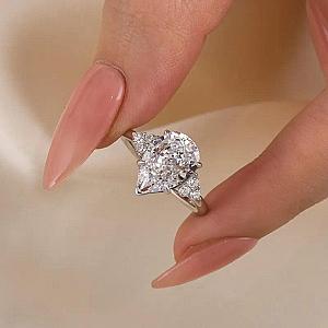 IGI Certified Lab Grown Pear Diamond Engagement Ring: 1-3 ct, Solid Gold - Image 4