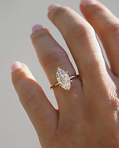 Marquise 3 Carat Lab Grown Diamond Engagement Ring: 14k Gold Solitaire - Image 6