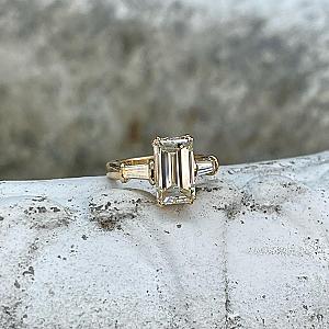 Emerald Cut Moissanite Engagement Ring: Three Stone Solid Gold Anniversary Ring - Image 4