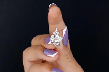 Handmade 2.87 Ct Pear Moissanite Engagement Ring: 18K White Gold - Image 4