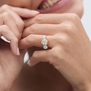 Three Stone Lab Grown Diamond Engagement Ring: Wide Band Anniversary Ring - Image 6