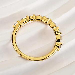 Lab Grown Diamond Wedding Band: Marquise & Round Cut, Half Eternity - Image 3