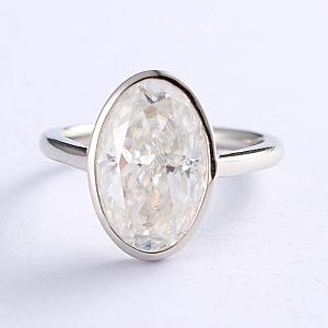 4 Ct Oval Moissanite Engagement Ring: Bezel Solitaire Anniversary Ring - Image 5