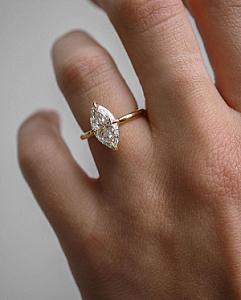 Marquise Lab Grown Diamond Engagement Ring Real Lab Diamond Solitaire Ring Anniversary Ring Gift Simple Marquise Diamond Ring for Proposal - Image 3