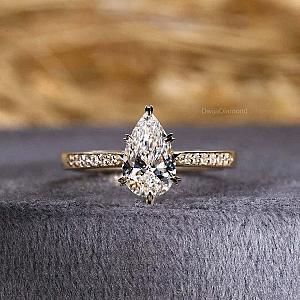 IGI Certified Pear Lab Grown Diamond Engagement Ring: Gold Anniversary Ring