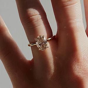 Oval Lab Grown Diamond Engagement Ring: Solid Gold Solitaire - Image 1