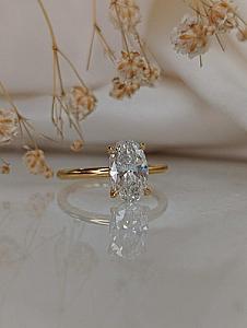 Oval Lab Grown Diamond Engagement Ring: Solid Gold Solitaire Wedding Ring - Image 2