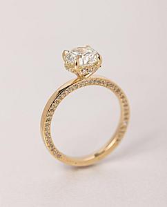 2 Carat Lab Grown Diamond Ring: 14k Yellow Gold Hidden Halo Engagement Ring - Image 3