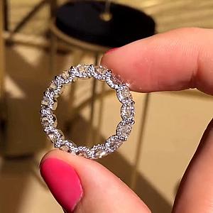 U Prong Micro Pave Round Diamond Full Eternity Wedding Band, 4.50 MM Round Lab Grown Diamond Band, Anniversary Gift for Her, Stackable Band - Image 4