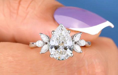 Handmade 2.87 Ct Pear Moissanite Engagement Ring: 18K White Gold - Image 5