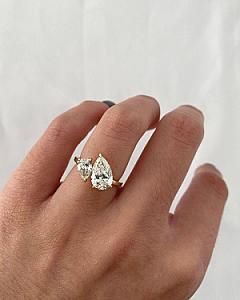 Pear Cut Eco Friendly Diamond Toi Et Moi Ring/ Prong Set Lab Diamond Wedding Ring/ EF-VS Diamond Two Stone Engagement Ring/ Anniversary Gift - Image 3