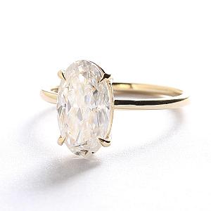 4ct Oval Moissanite Engagement Ring: 14k Solid Gold Solitaire - Image 3