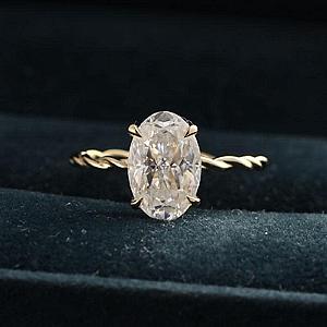 3Ct Oval Moissanite Engagement Ring: Hidden Halo, Solid Gold Bridal Ring - Image 1
