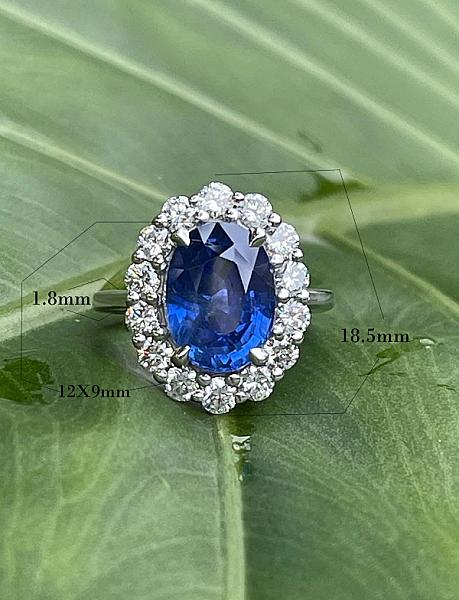 Oval Sapphire Engagement Ring: Halo Moissanite, 14K Gold Bridal Ring