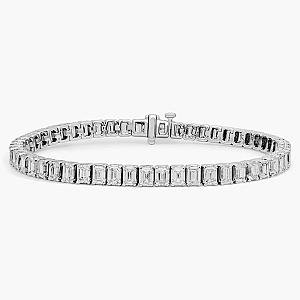 Emerald Cut Lab Diamond Tennis Bracelet: 10K Gold Bridal Jewelry