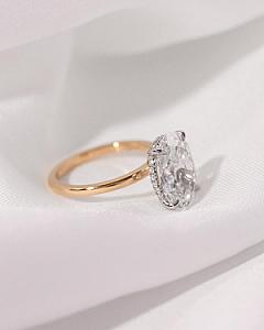 Oval Lab Grown Diamond Engagement Ring: Hidden Halo, Gold Band - Image 4