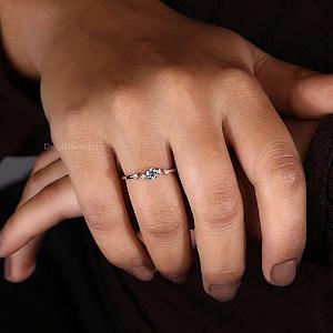 Lab Grown Diamond Engagement Ring: 14K Gold Vintage Promise Ring - Image 5