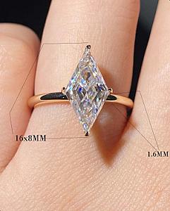 Lozenge Cut Moissanite Engagement Ring: 14K Gold Modern Wedding Ring