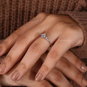 Lab Grown Diamond Ring: Princess Cut Three Stone Compass Prong - Image 6
