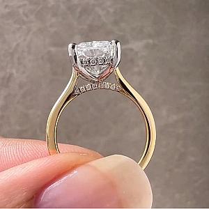 Radiant Cut Lab Grown Diamond Engagement Ring: 14K Gold Hidden Halo - Image 2